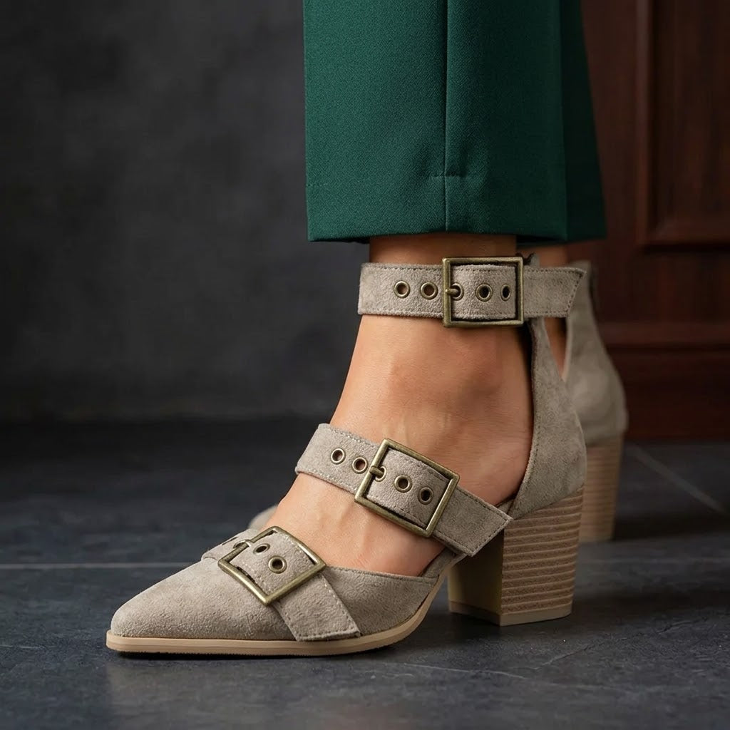 Dames hakken | Suède sandalen met gesp