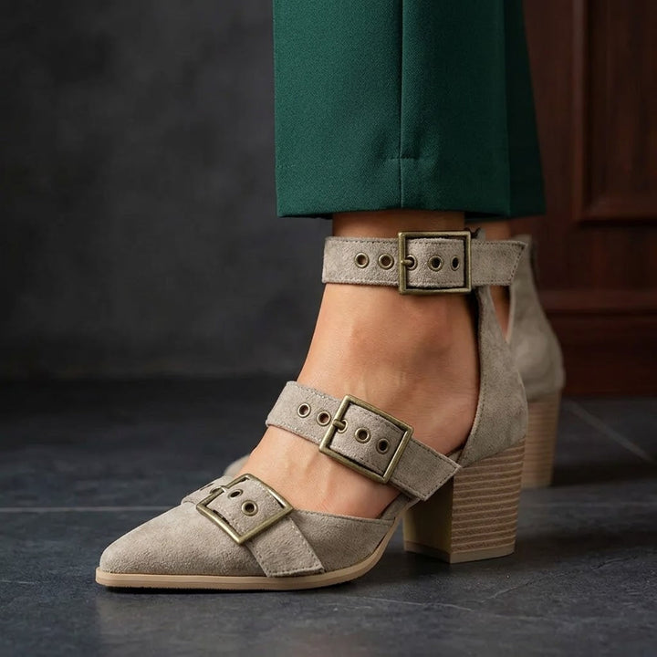 Dames hakken | Suède sandalen met gesp