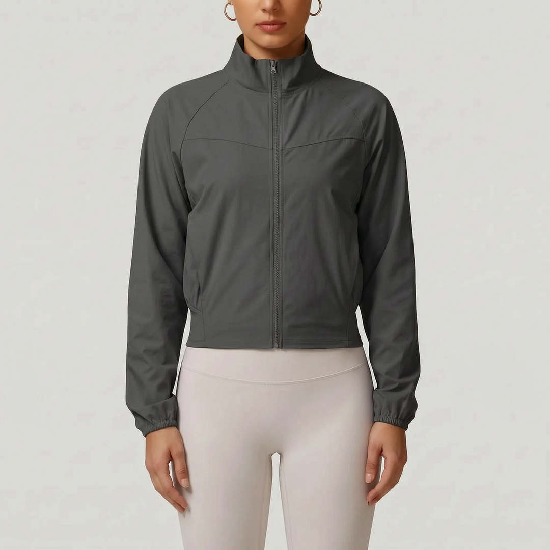 Dames jack | Sportief kort model met hoge kraag en rits