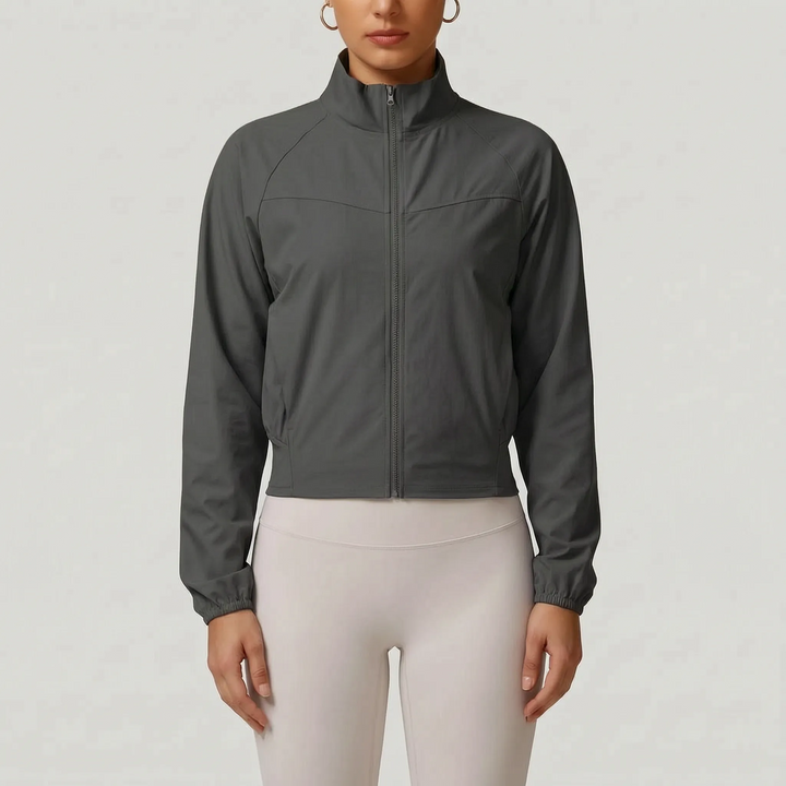 Dames jack | Sportief kort model met hoge kraag en rits