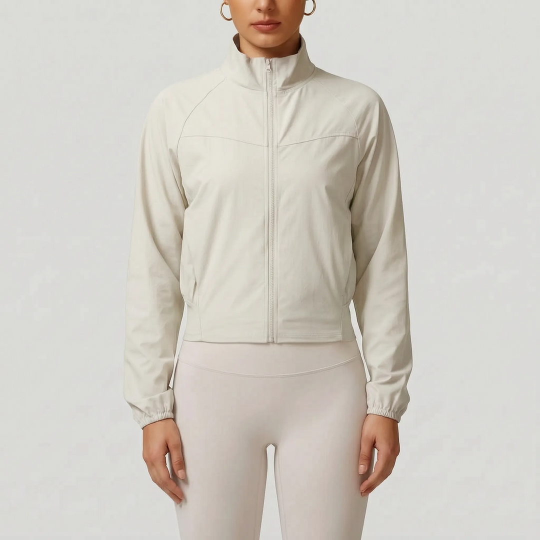 Dames jack | Sportief kort model met hoge kraag en rits