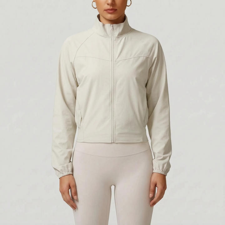 Dames jack | Sportief kort model met hoge kraag en rits