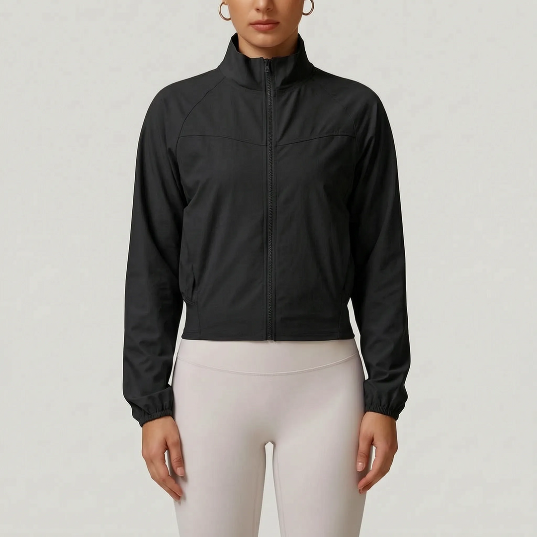 Dames jack | Sportief kort model met hoge kraag en rits