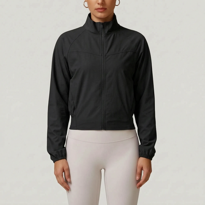 Dames jack | Sportief kort model met hoge kraag en rits