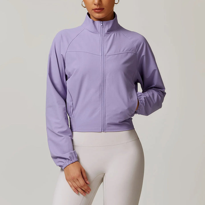 Dames jack | Sportief kort model met hoge kraag en rits