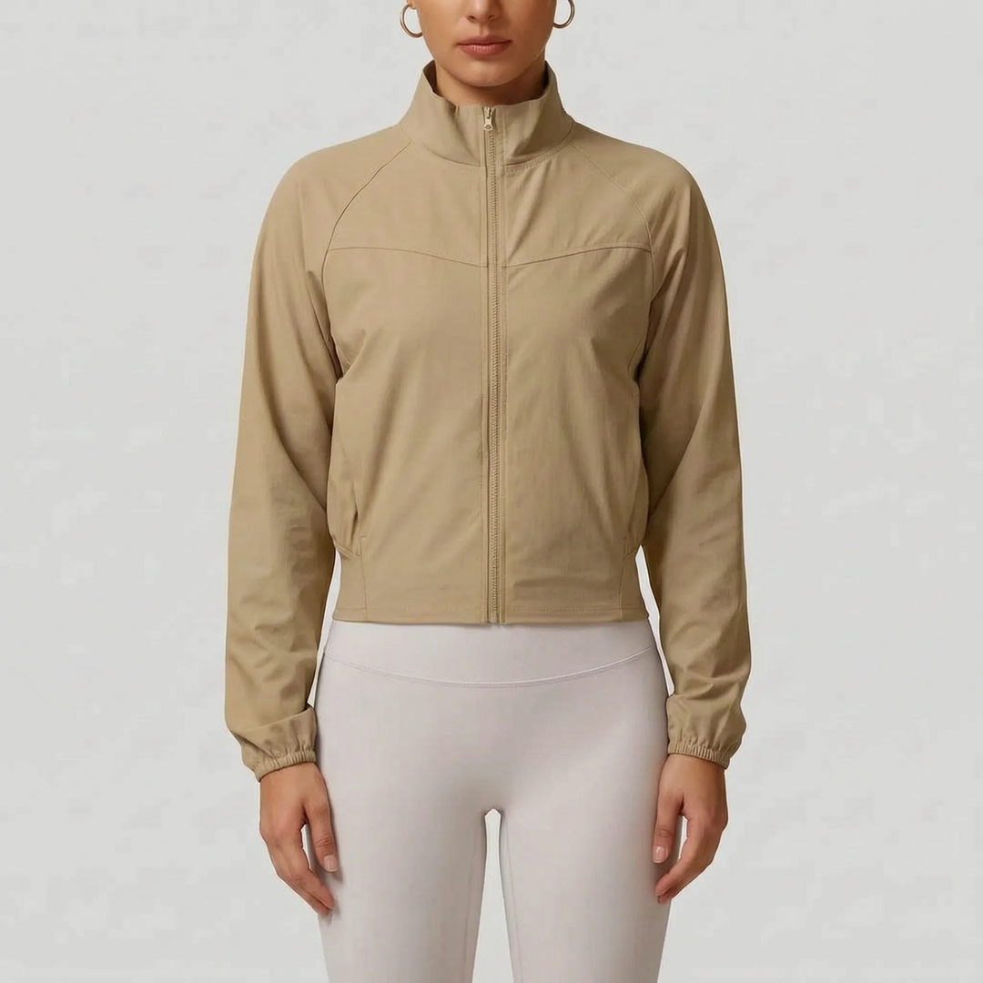 Dames jack | Sportief kort model met hoge kraag en rits