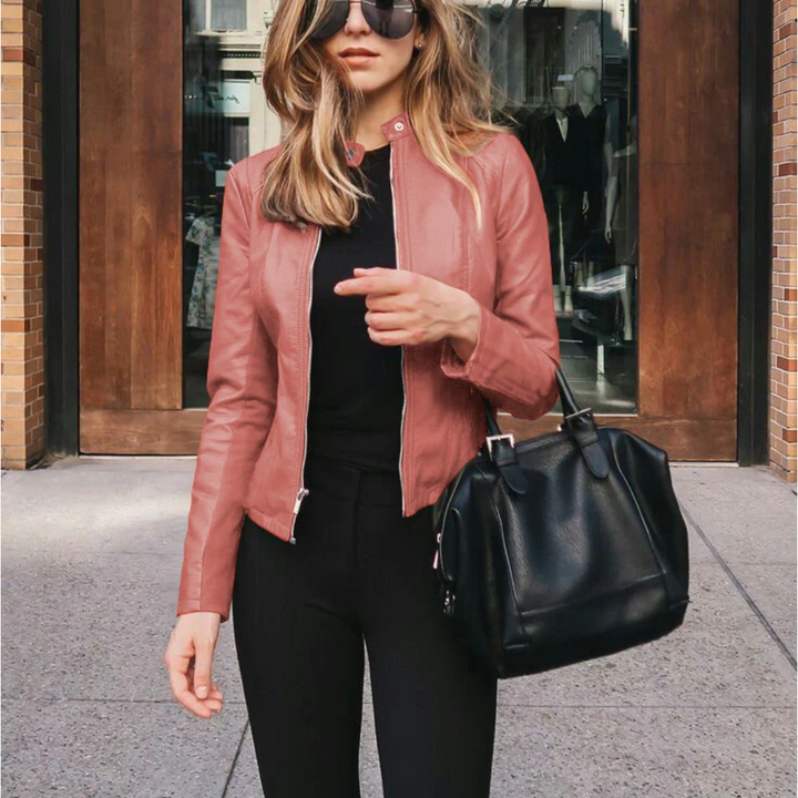 Dames jas | Trendy getailleerde jas met rits en opstaande kraag