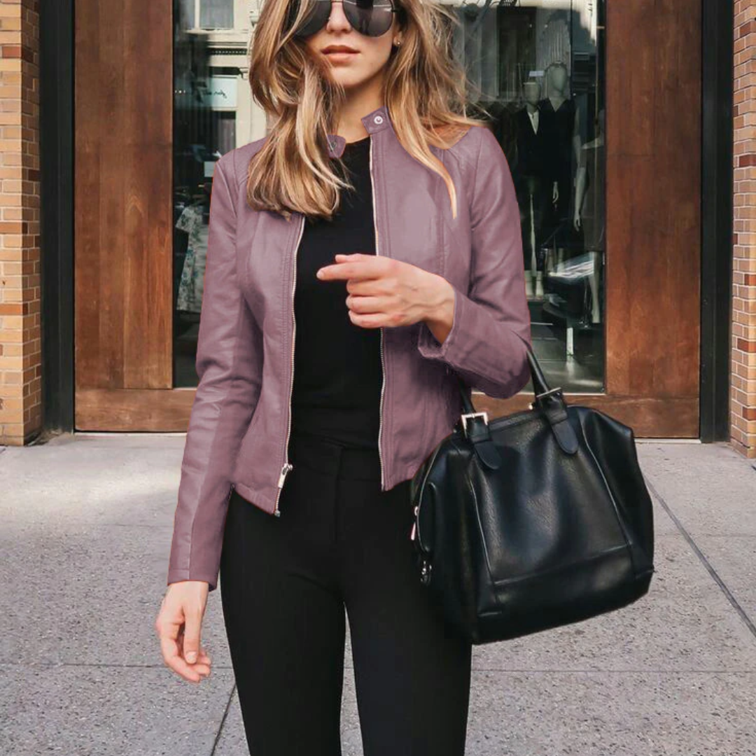 Dames jas | Trendy getailleerde jas met rits en opstaande kraag