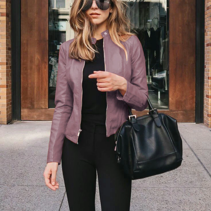 Dames jas | Trendy getailleerde jas met rits en opstaande kraag