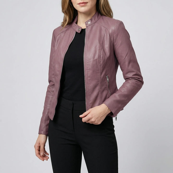 Dames jas | Trendy getailleerde jas met rits en opstaande kraag
