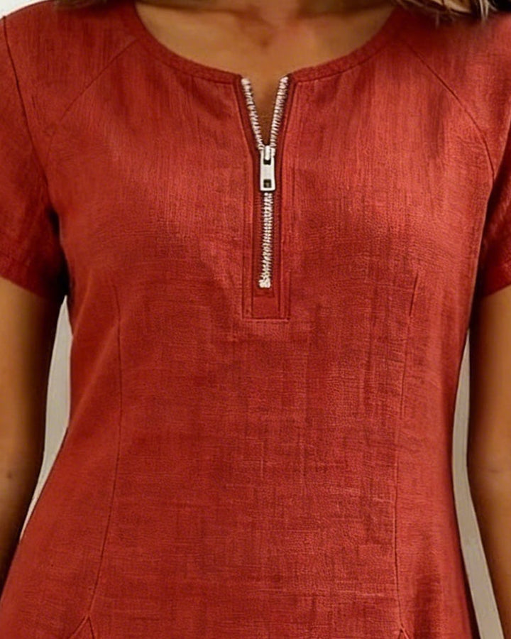 Dames jurk | Zomerjurk met rits en zakken