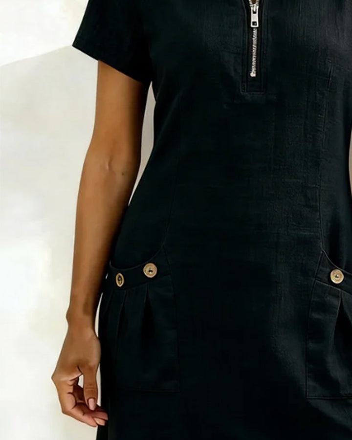 Dames jurk | Zomerjurk met rits en zakken