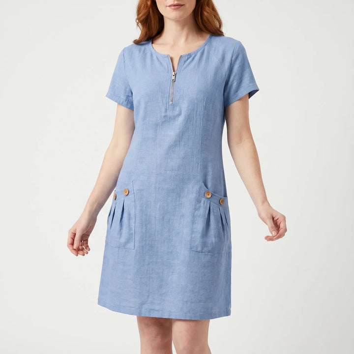 Dames jurk | Zomerjurk met rits en zakken