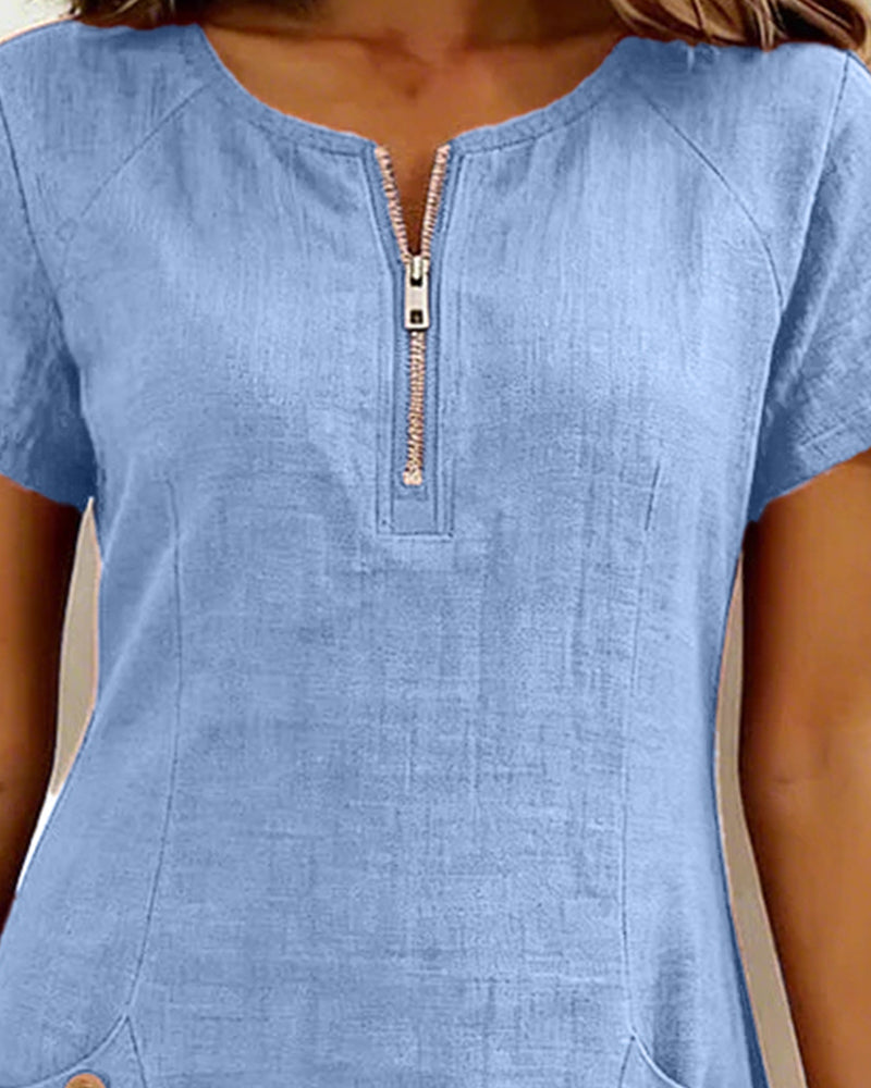 Dames jurk | Zomerjurk met rits en zakken