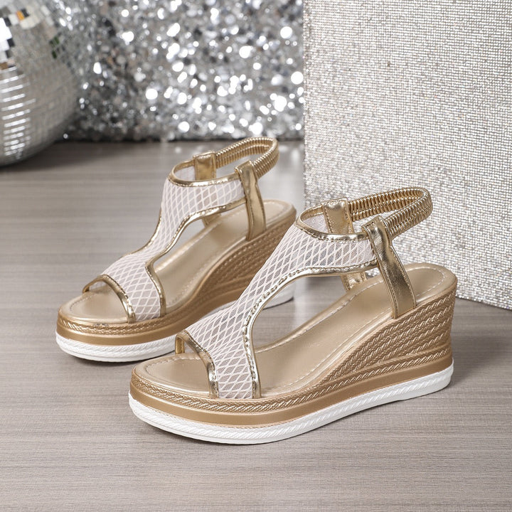 Dames sandalen | Comfortabele sleehakken met meshdetail