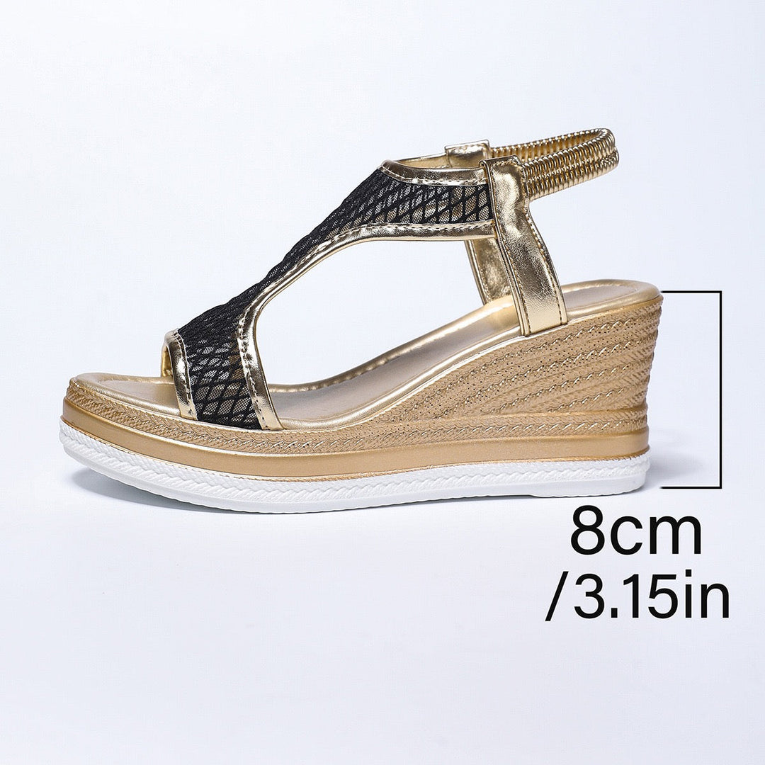 Dames sandalen | Comfortabele sleehakken met meshdetail
