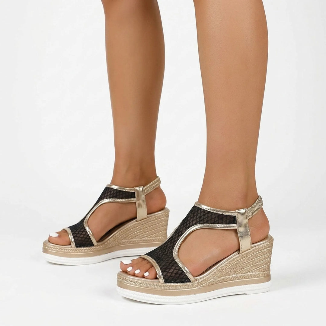 Dames sandalen | Comfortabele sleehakken met meshdetail