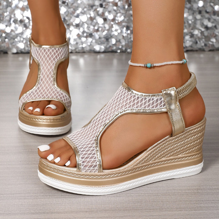Dames sandalen | Comfortabele sleehakken met meshdetail