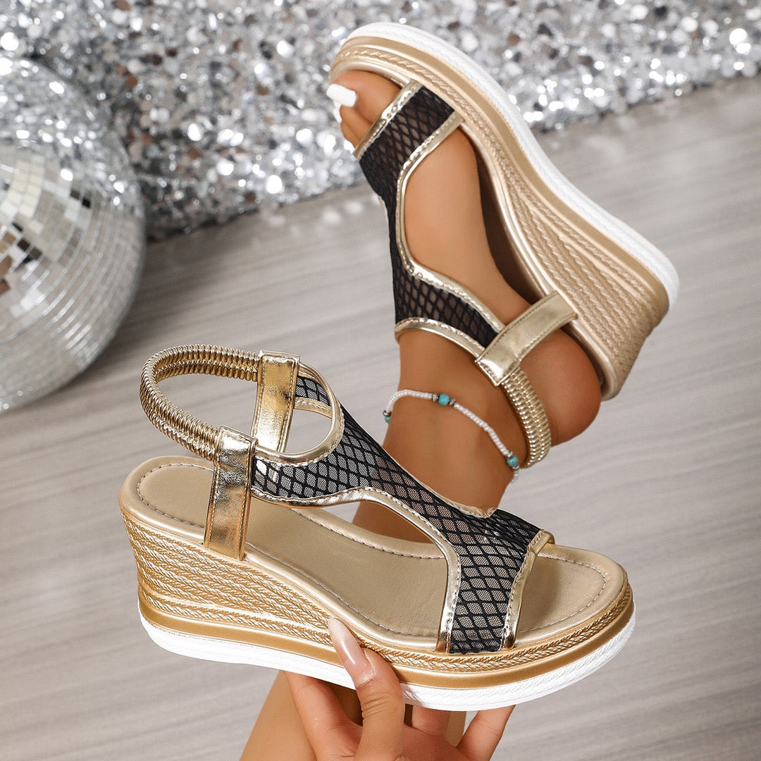 Dames sandalen | Comfortabele sleehakken met meshdetail
