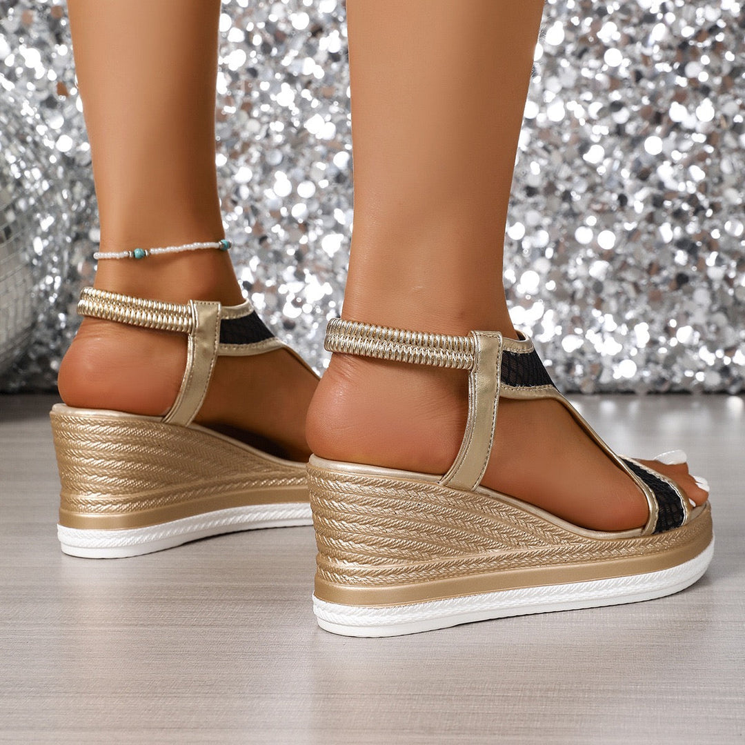 Dames sandalen | Comfortabele sleehakken met meshdetail