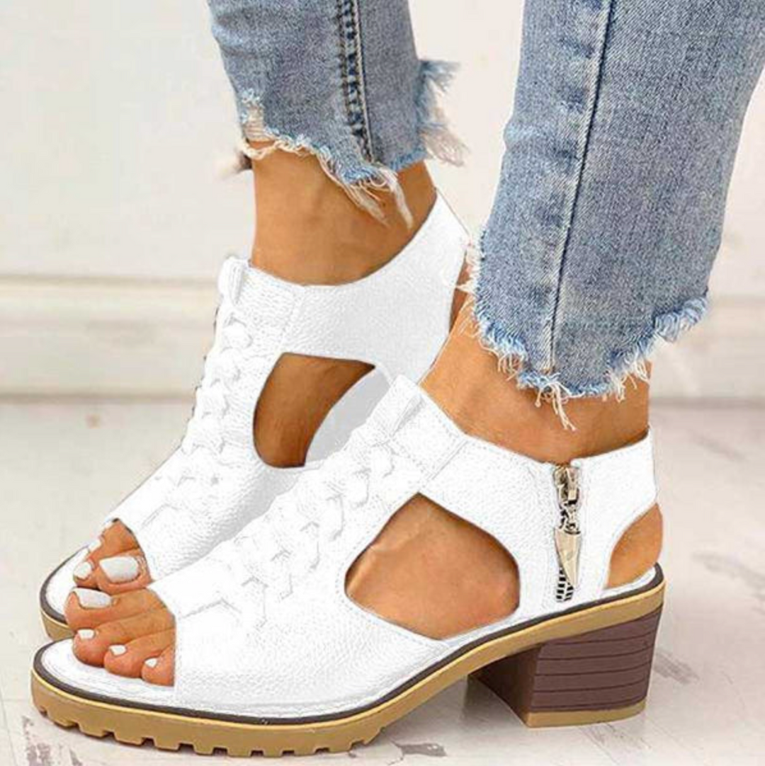 Dames sandalen | Gevlochten sandalen met blokhak