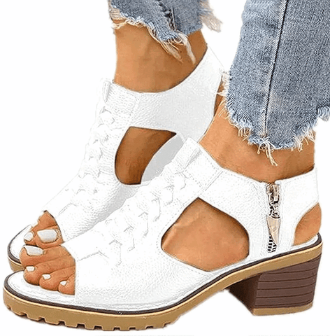 Dames sandalen | Gevlochten sandalen met blokhak