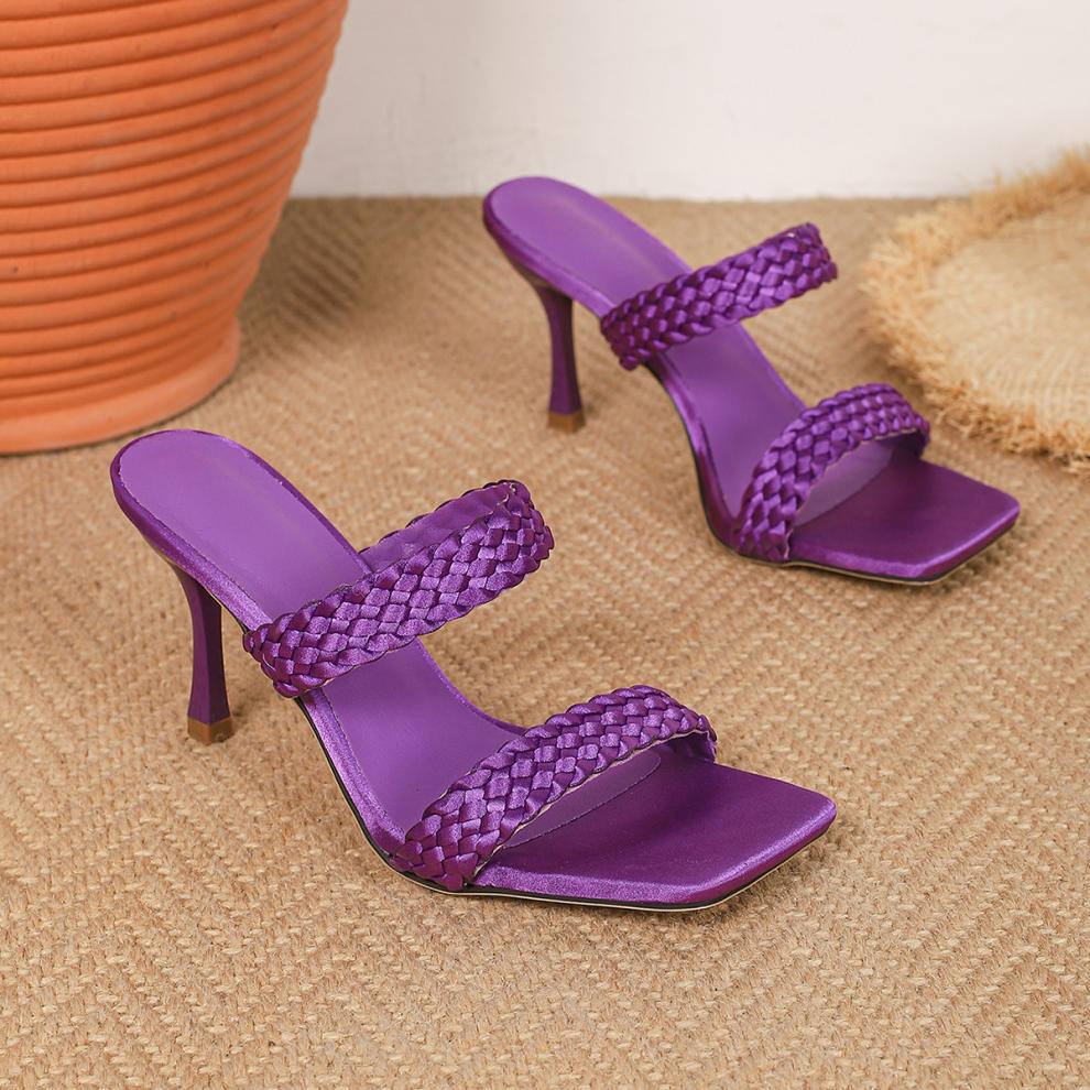 Dames sandalen | Gevlochten sandalen met hak