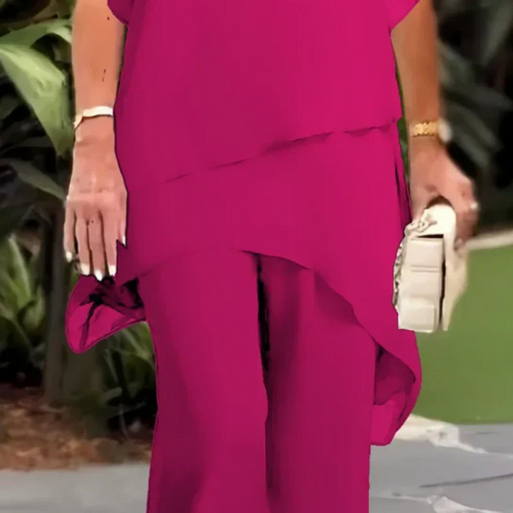 Dames set | Elegante tweedelige set met wijde broek