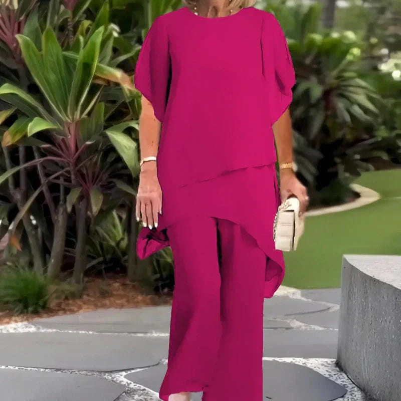 Dames set | Elegante tweedelige set met wijde broek