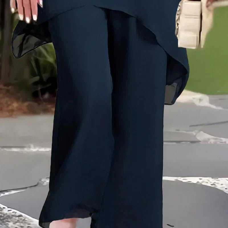 Dames set | Elegante tweedelige set met wijde broek