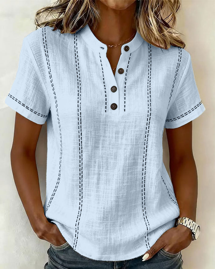Dames top | Blouse met korte mouwen en knoopdetails