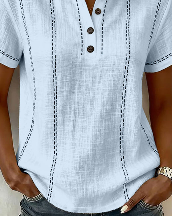 Dames top | Blouse met korte mouwen en knoopdetails