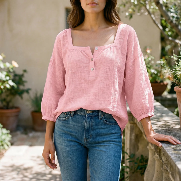 Dames top | Luchtige top met vierkante hals
