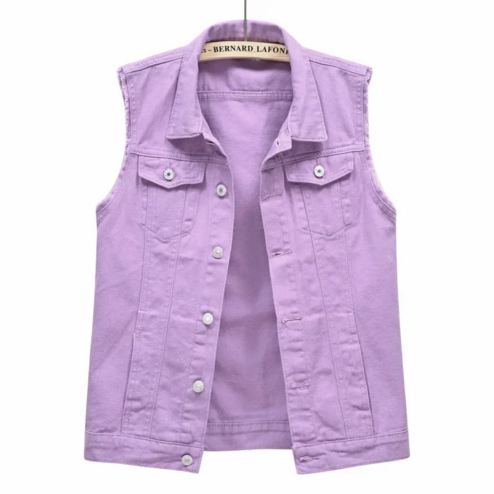 Dames vest | Mouwloos vest met knoopsluiting en borstzakken