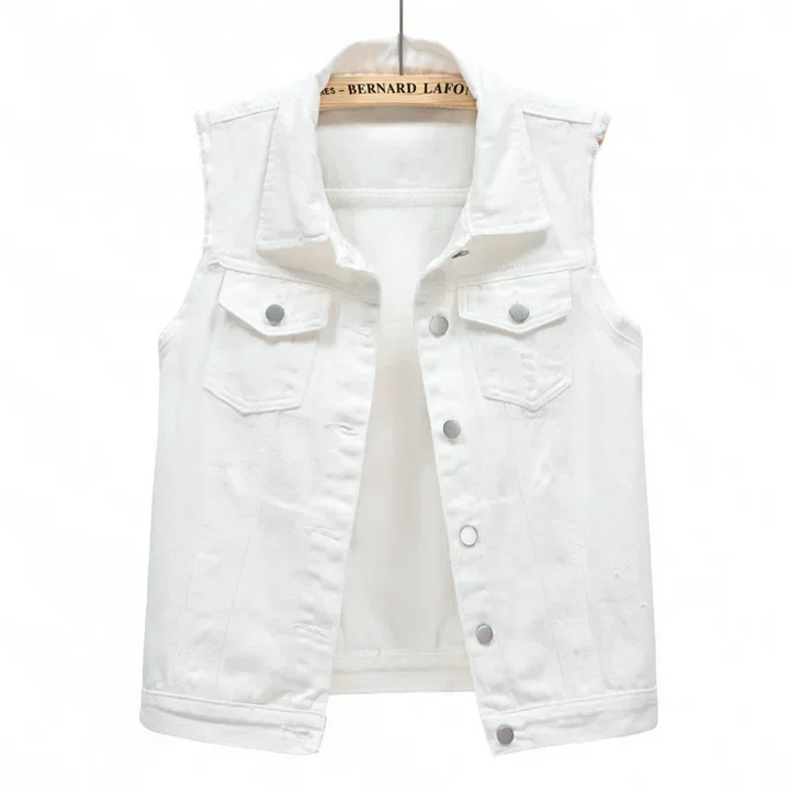 Dames vest | Mouwloos vest met knoopsluiting en borstzakken