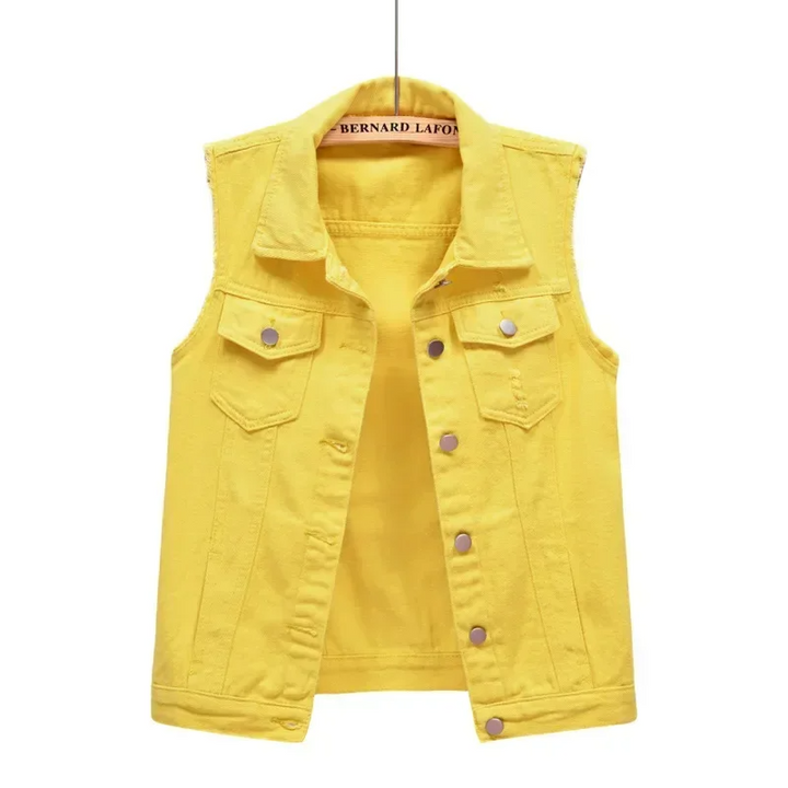 Dames vest | Mouwloos vest met knoopsluiting en borstzakken