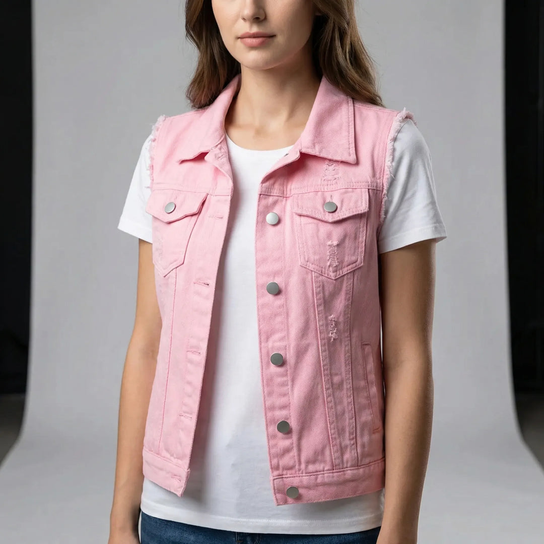 Dames vest | Mouwloos vest met knoopsluiting en borstzakken