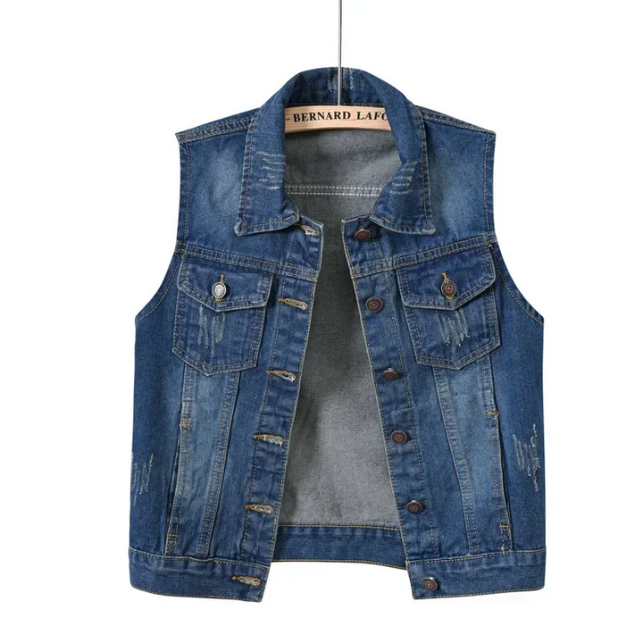Dames vest | Mouwloos vest met knoopsluiting en borstzakken