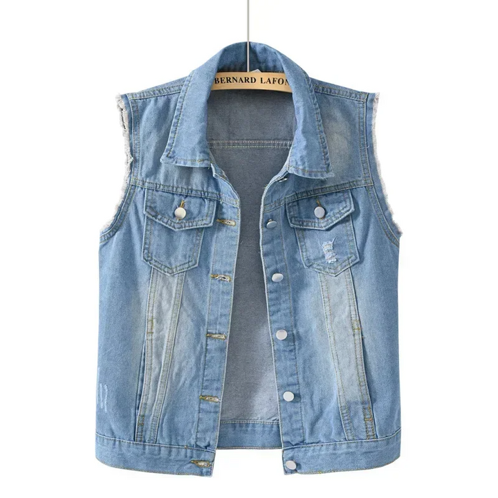 Dames vest | Mouwloos vest met knoopsluiting en borstzakken
