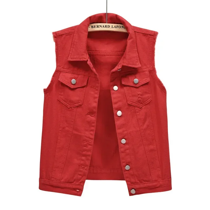 Dames vest | Mouwloos vest met knoopsluiting en borstzakken