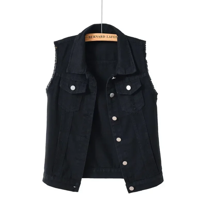 Dames vest | Mouwloos vest met knoopsluiting en borstzakken