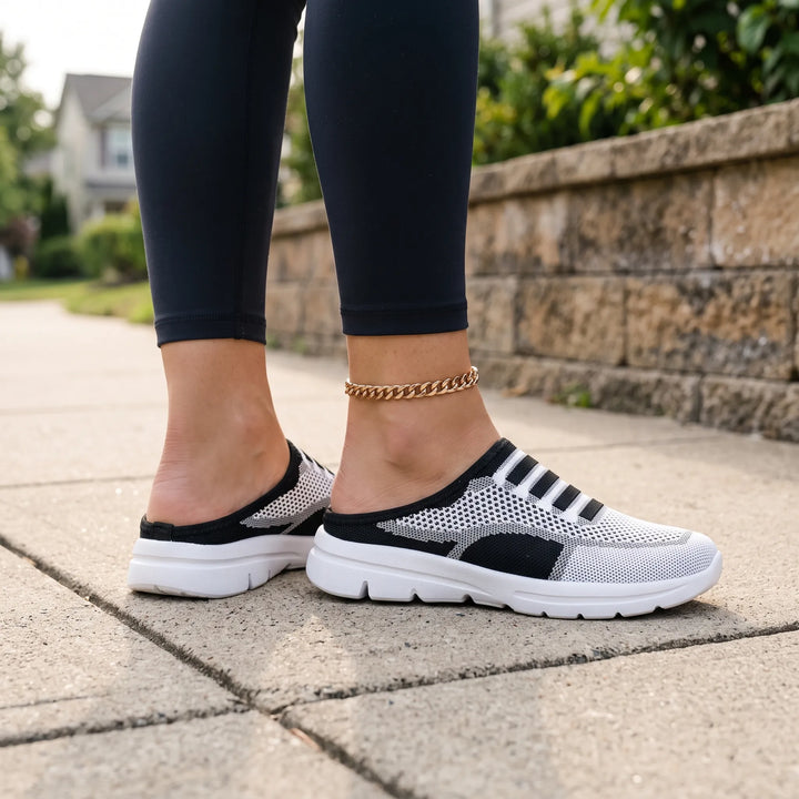 Damesschoenen | Mesh slip-on sneakers met comfortzool