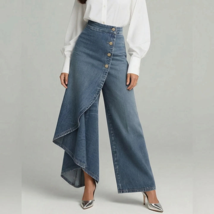 Denim wikkelbroek wide leg jeans