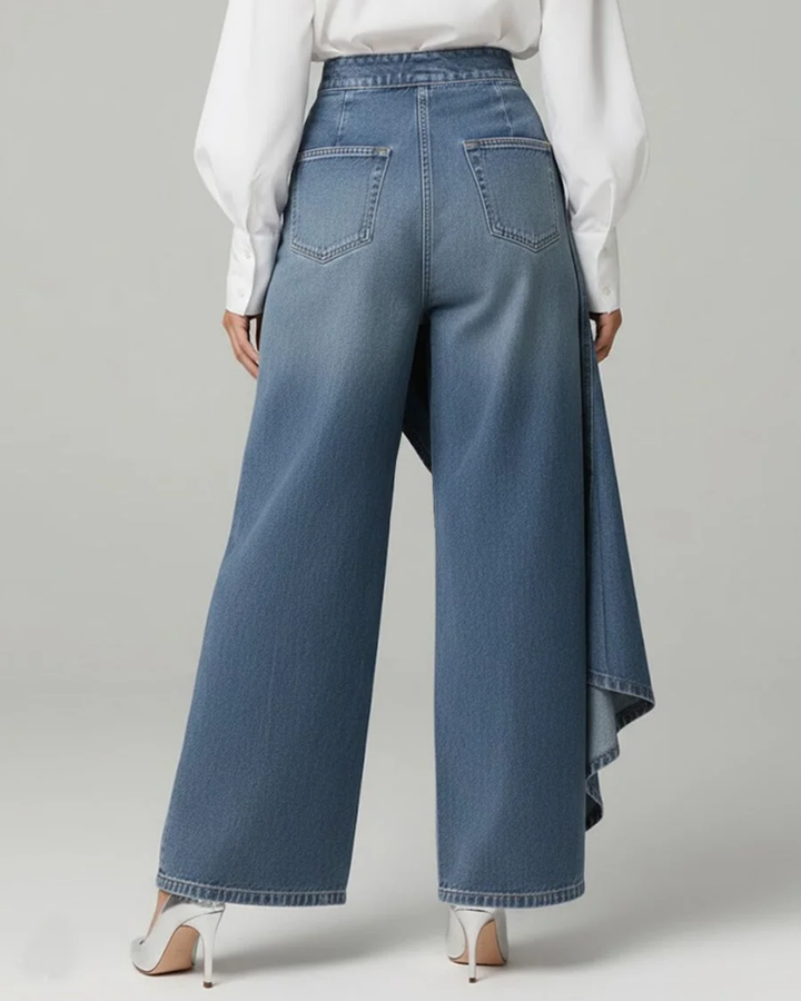 Denim wikkelbroek wide leg jeans