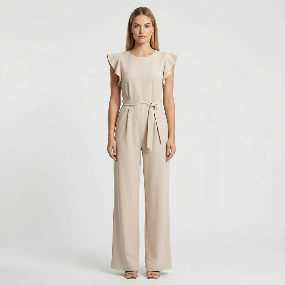 Elegante jumpsuit dames met strikceintuur | Wijde pijpen
