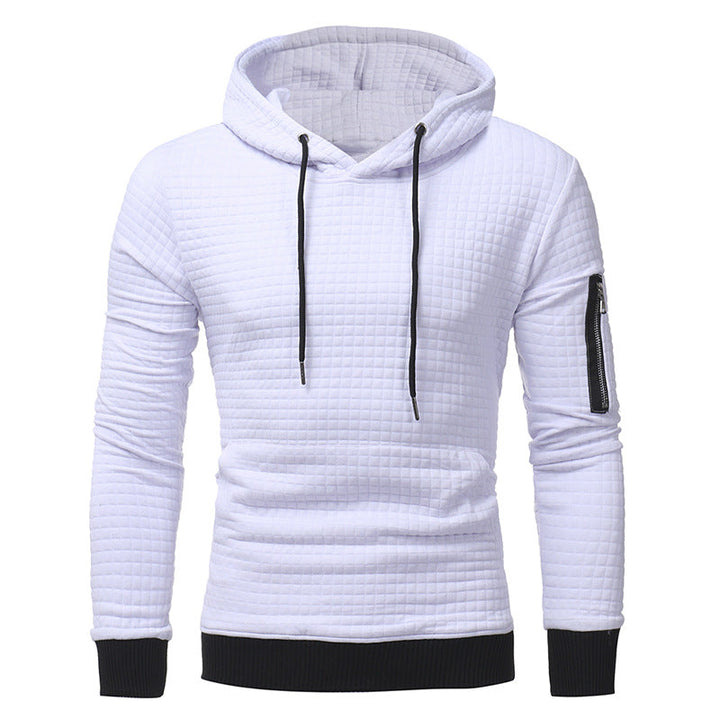 Martin | Heren Hoodie met ruitstructuur en rits op mouw