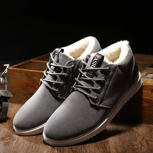 Warme winterschoenen heren | Gevoerde veterschoenen met antislip zool