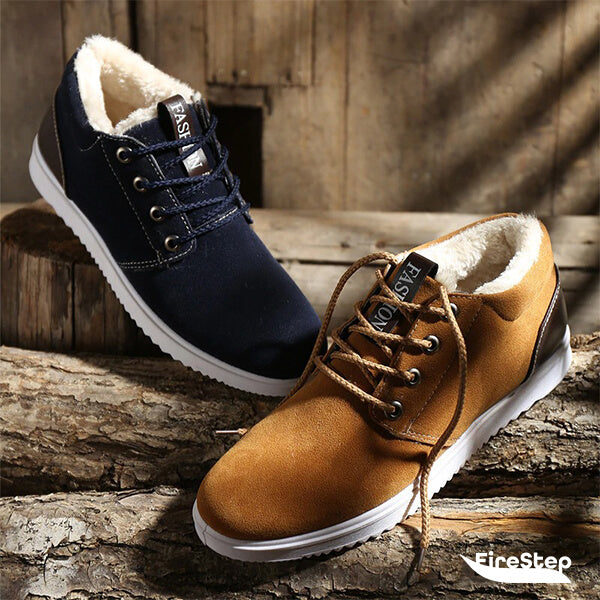 Warme winterschoenen heren | Gevoerde veterschoenen met antislip zool