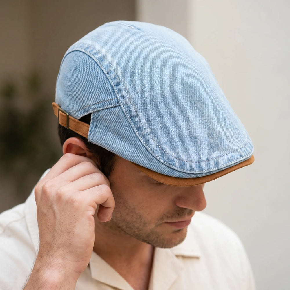 Flat cap heren | Retro denim pet
