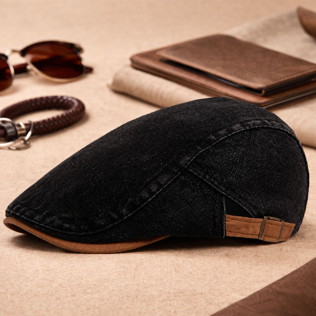 Flat cap heren | Retro denim pet